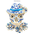 PENDRA Retro Wear Flowers Hat Skull Brooch