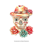 PENDRA Retro Wear Flowers Hat Skull Brooch