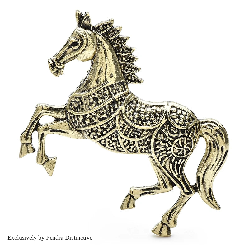 PENDRA Retro Powerful Running Horse Brooch
