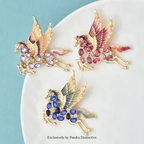 PENDRA Rhinestone Flying Elf Horse Brooch