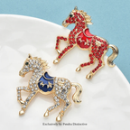 PENDRA Rhinestone Horse Brooch
