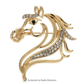 PENDRA Rhinestone Strong Horse Head Brooch