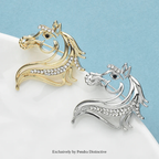 PENDRA Rhinestone Strong Horse Head Brooch