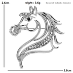 PENDRA Rhinestone Strong Horse Head Brooch