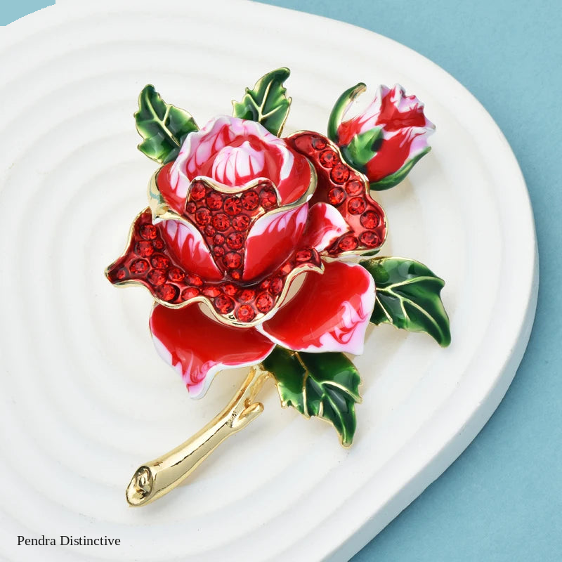 PENDRA Rosabelle Large Rose Flower Brooch