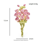 PENDRA Rosalia Pink Rose Flower Brooch