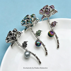 PENDRA Rosalia Rose Flower Brooch
