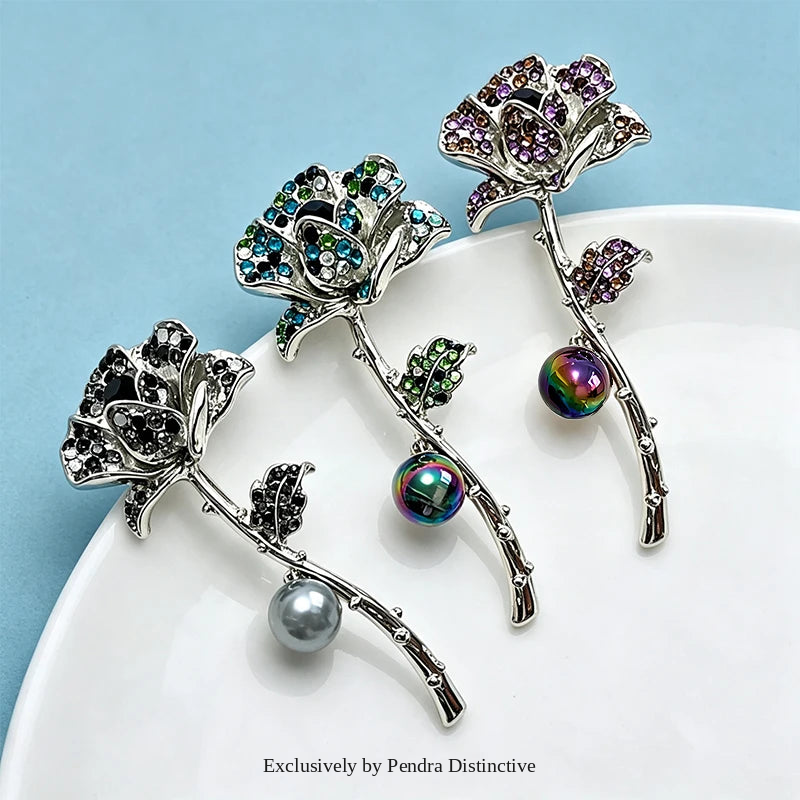 PENDRA Rosalia Rose Flower Brooch