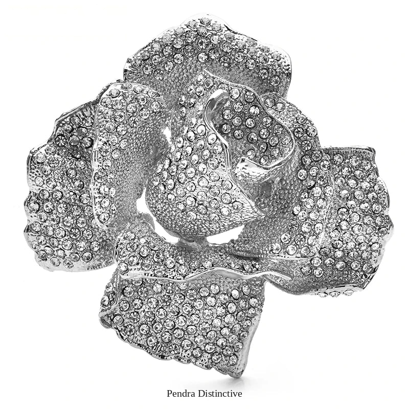 PENDRA Rosalia Sparkling Rose Flower Brooch