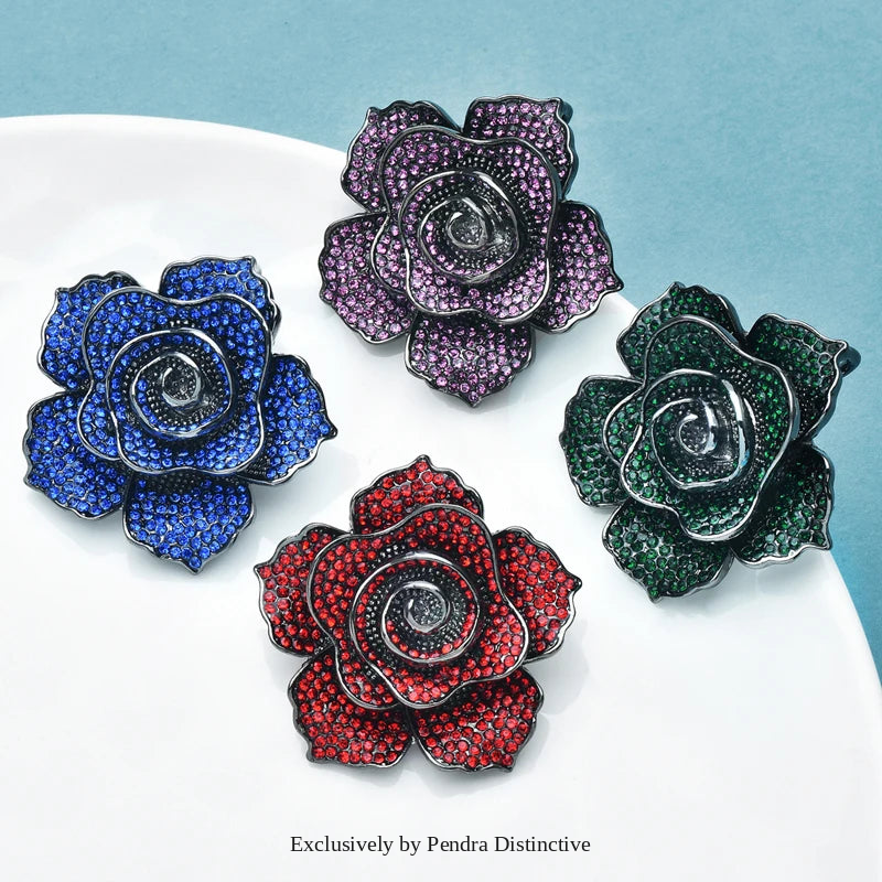 PENDRA Rosaspark Luxury Shining Rose Flower Brooch
