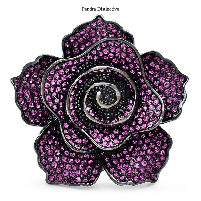 PENDRA Rosaspark Luxury Shining Rose Flower Brooch