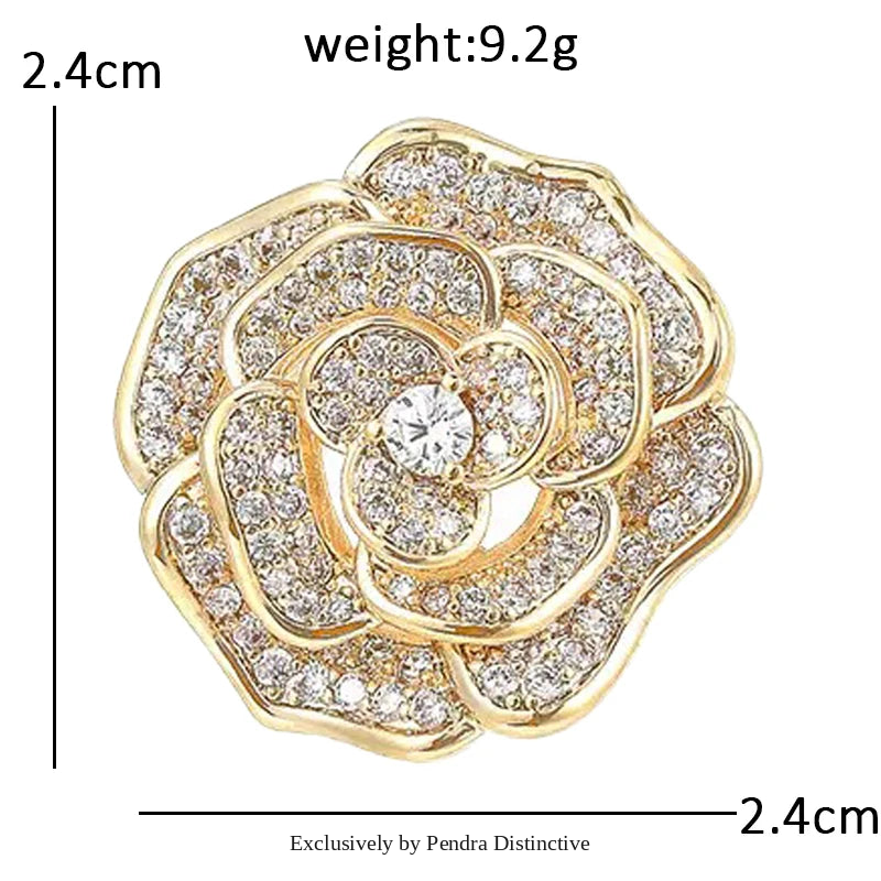 PENDRA Rosaspark Shining Rose Flower Brooch