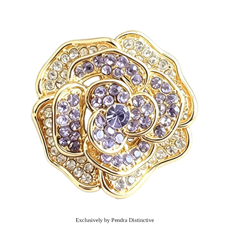 PENDRA Rosaspark Shining Rose Flower Brooch