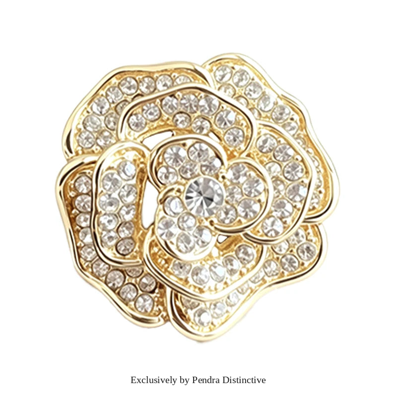 PENDRA Rosaspark Shining Rose Flower Brooch