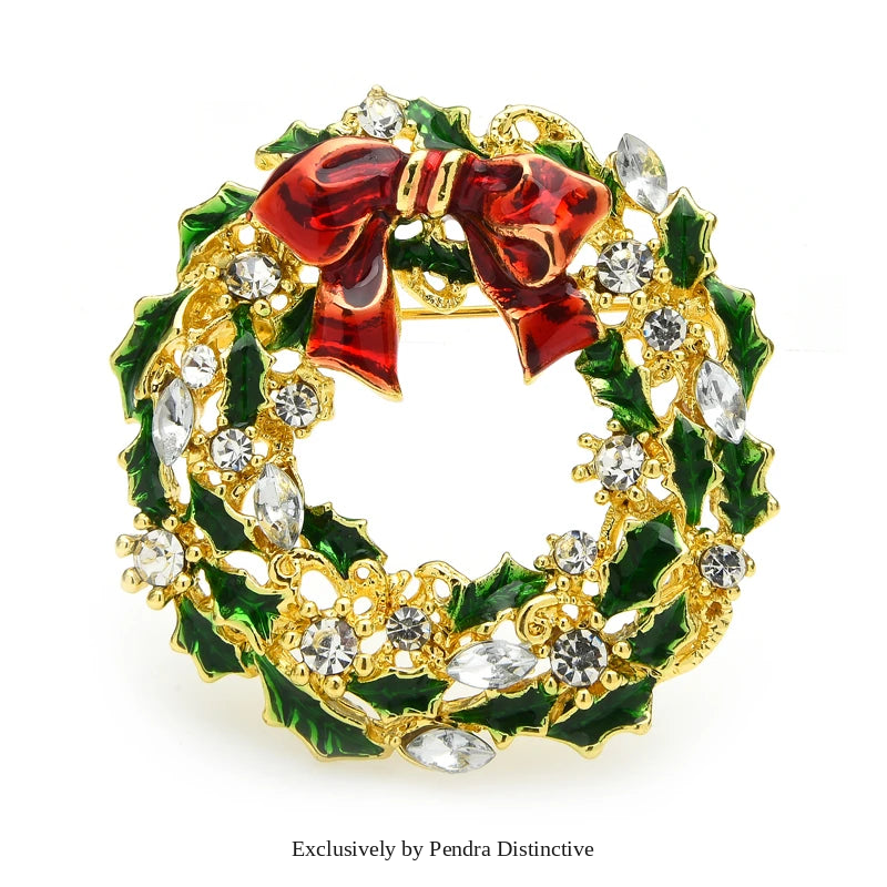 PENDRA Rosawreath Christmas Flower Wreath Brooch