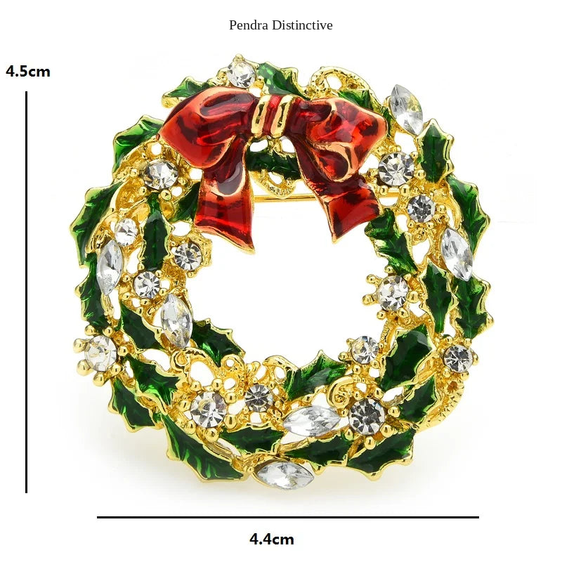 PENDRA Rosawreath Christmas Flower Wreath Brooch