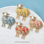 PENDRA Rose Rhinestone Sheep Brooch