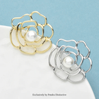 PENDRA Roselle Pearl Hollow-Flower Brooch