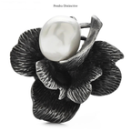 PENDRA Roselle Pearl Rose Flower Brooch