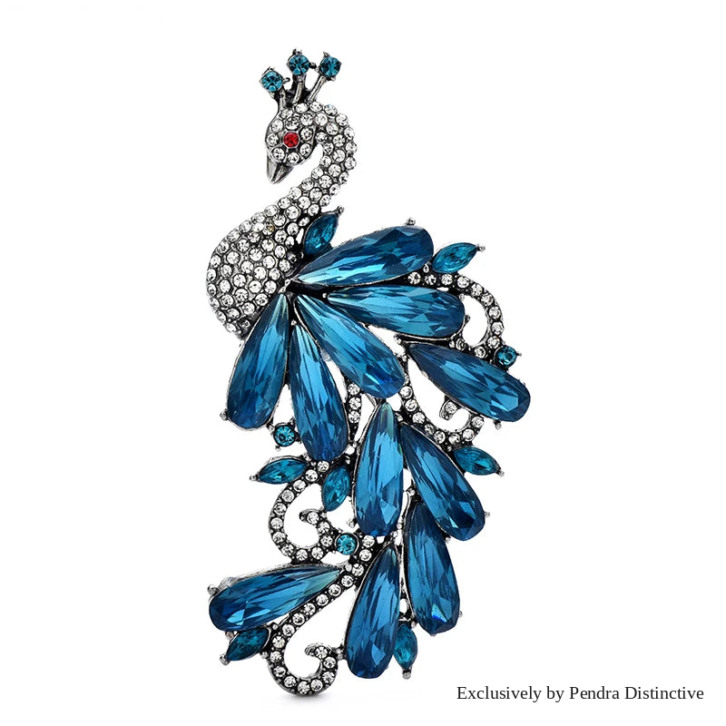 PENDRA Royale Crystal Peacock Brooch