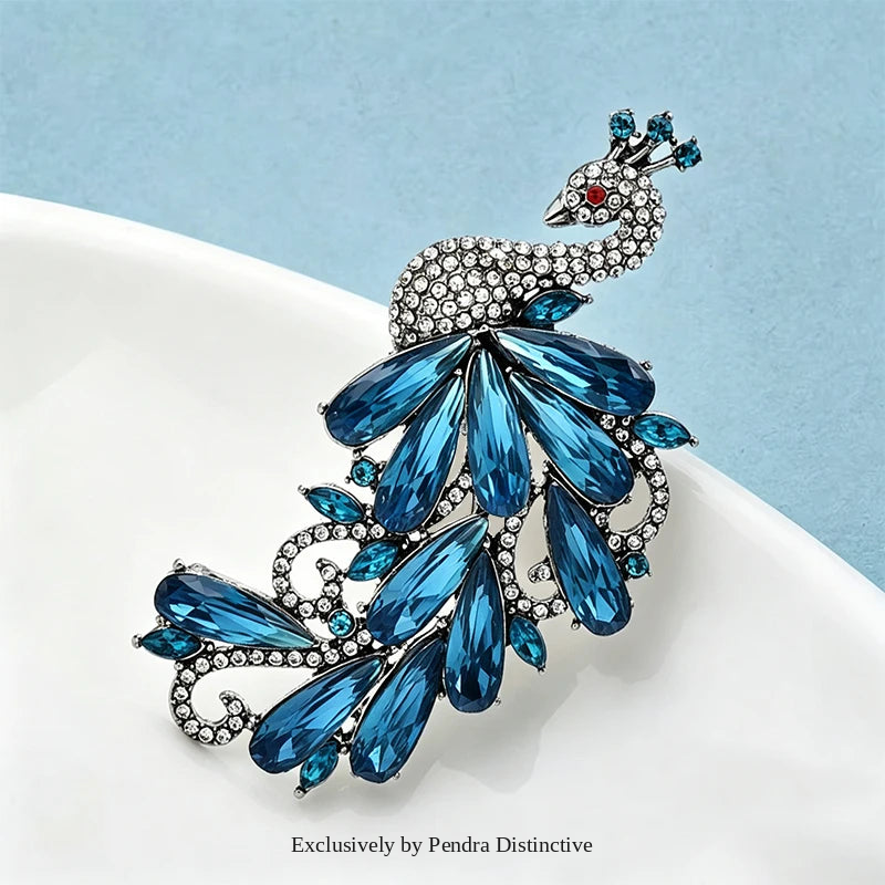 PENDRA Royale Crystal Peacock Brooch