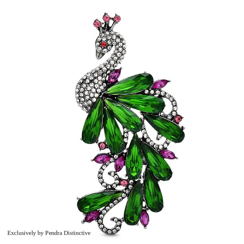 PENDRA Royale Crystal Peacock Brooch
