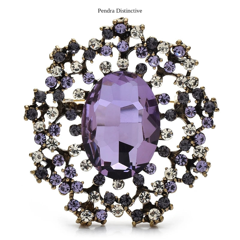 PENDRA Royale Palace Crystal Round Brooch