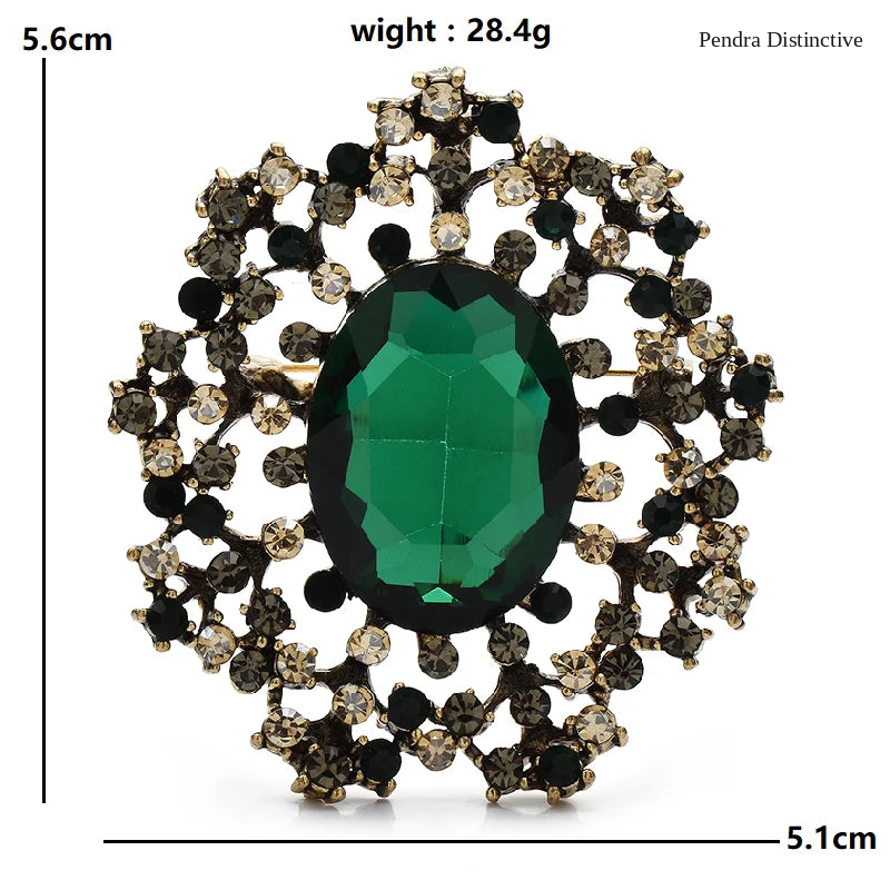 PENDRA Royale Palace Crystal Round Brooch