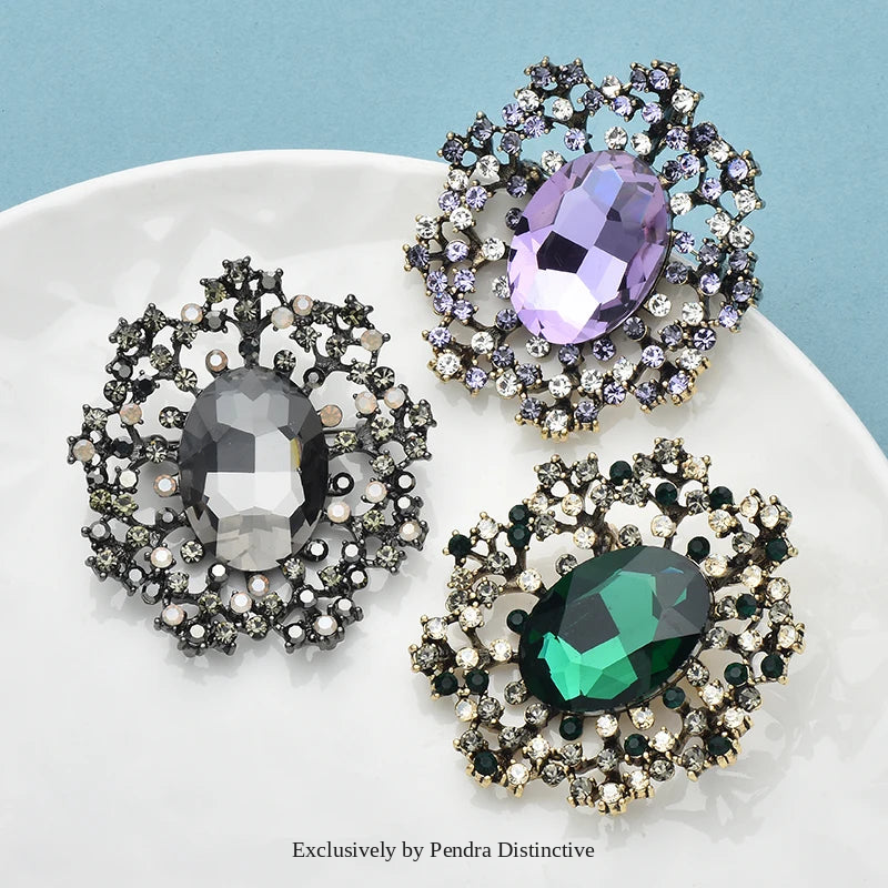 PENDRA Royale Palace Crystal Round Brooch