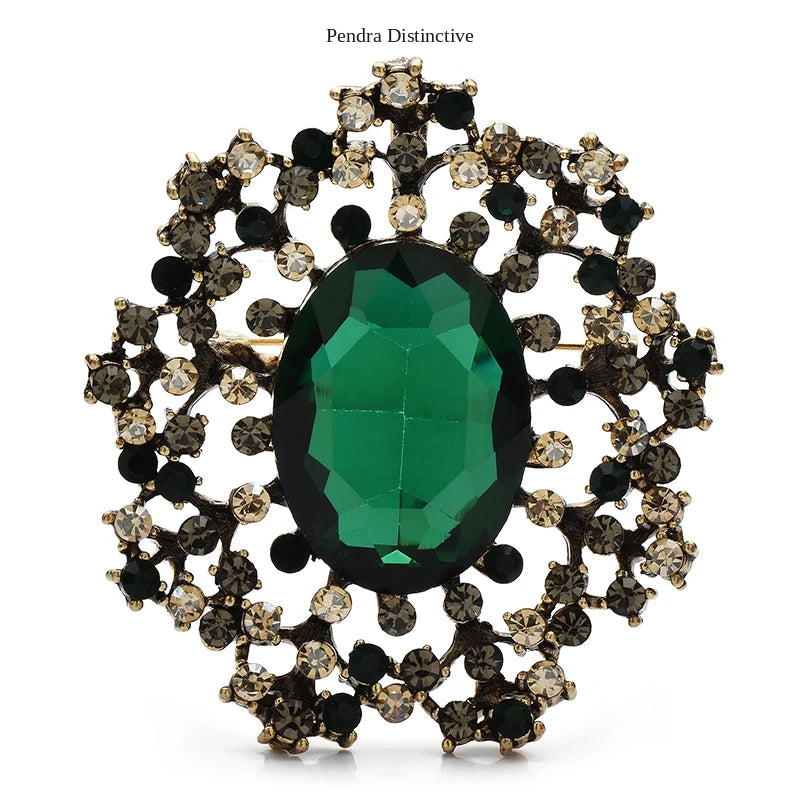 PENDRA Royale Palace Crystal Round Brooch