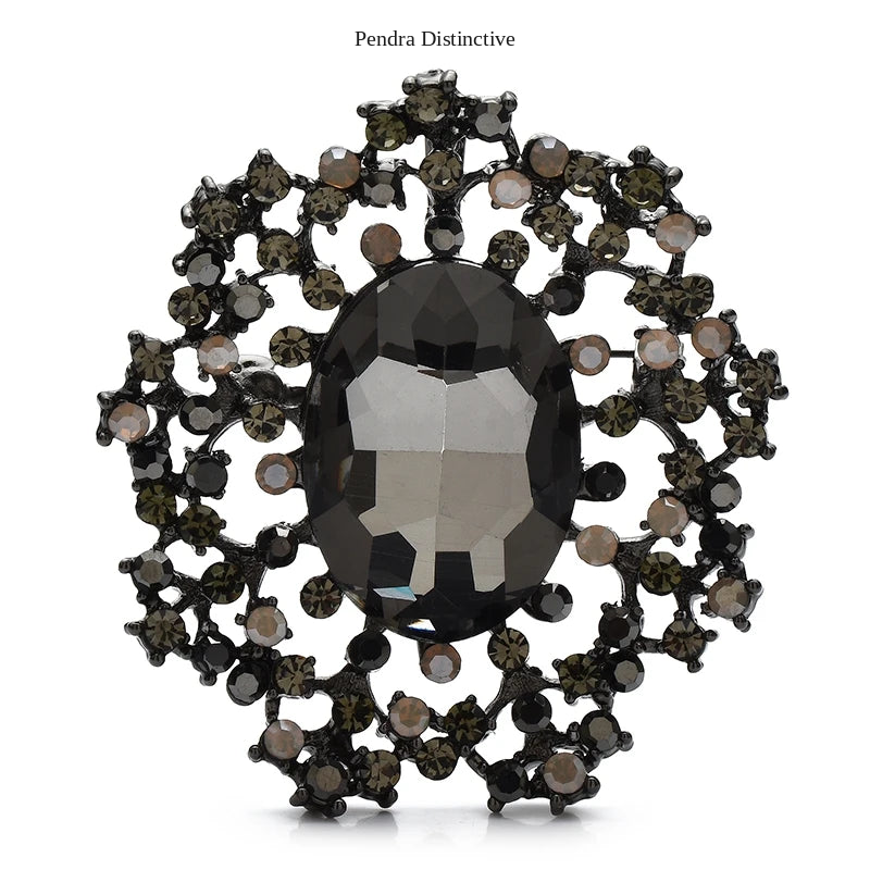 PENDRA Royale Palace Crystal Round Brooch