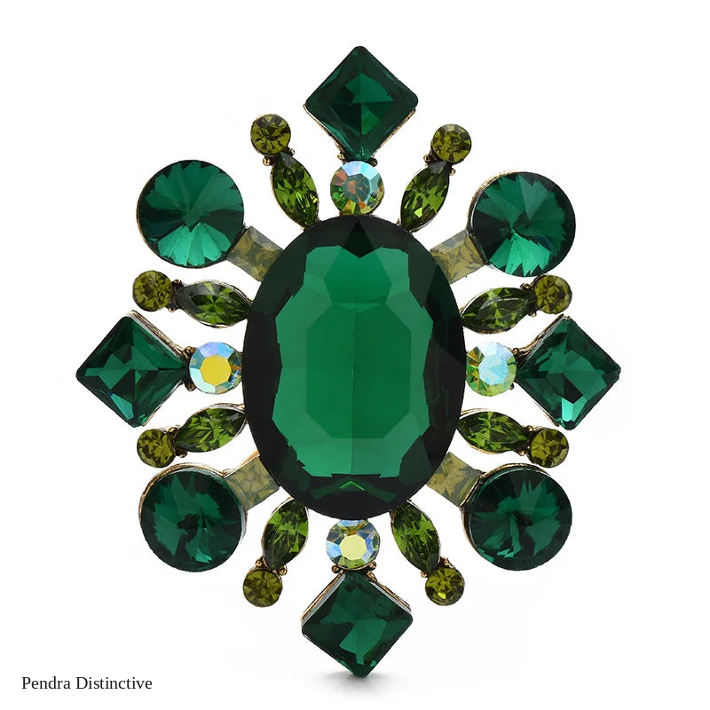 PENDRA Royale Palace Crystal Round Flower Brooch