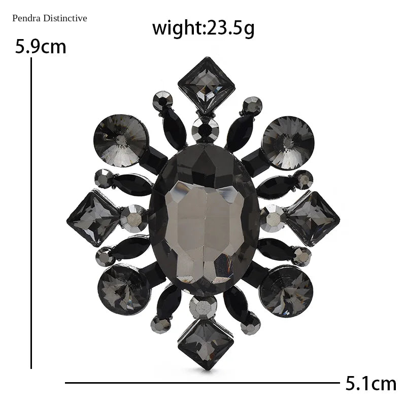 PENDRA Royale Palace Crystal Round Flower Brooch