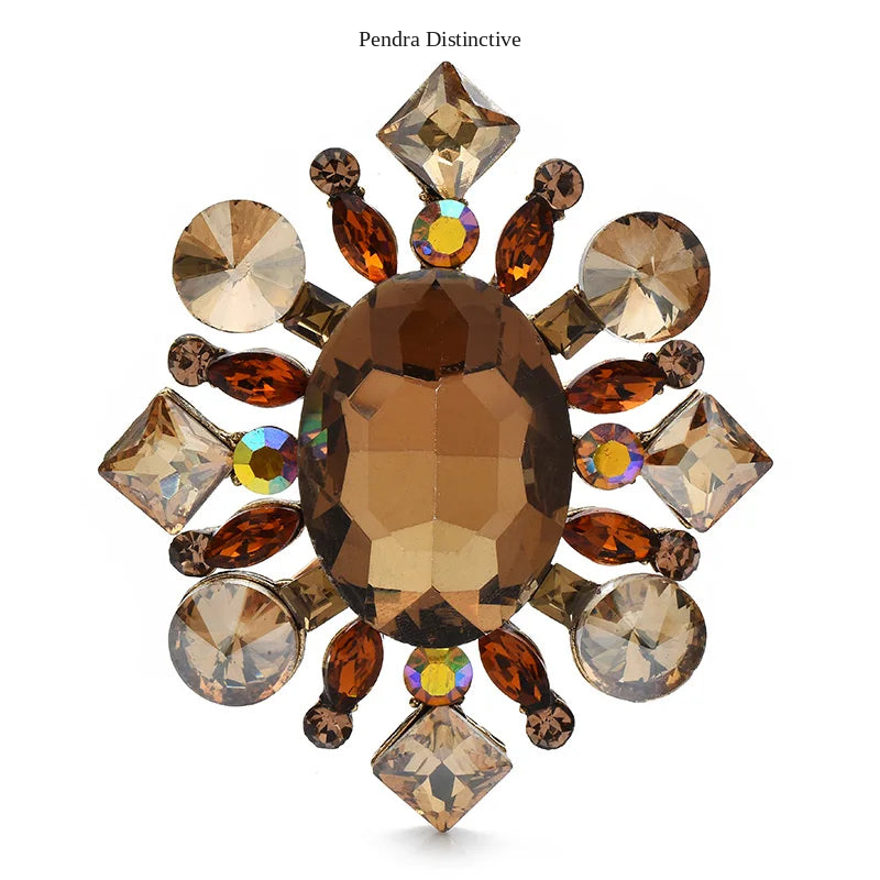 PENDRA Royale Palace Crystal Round Flower Brooch