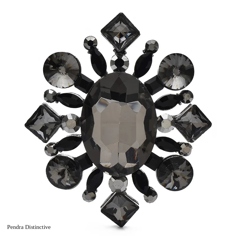 PENDRA Royale Palace Crystal Round Flower Brooch