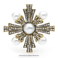 PENDRA Royale Pearl Cross Palace Brooch