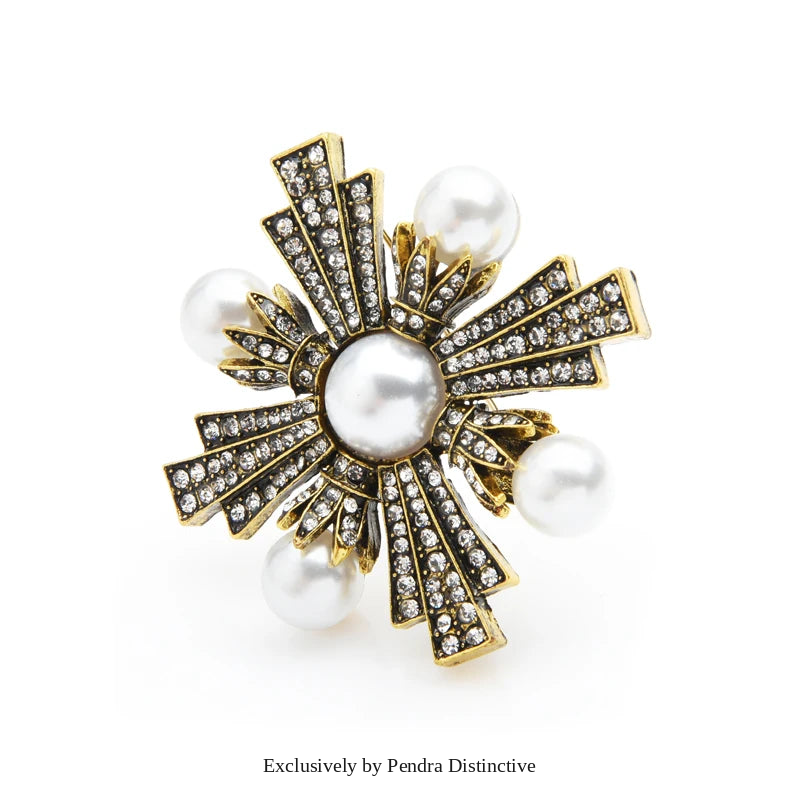 PENDRA Royale Pearl Cross Palace Brooch