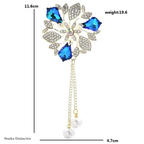 PENDRA Royale Pearl Tassel Rhinestone Brooch