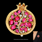 PENDRA Ruby Crystal Pomegranate Plant Brooch