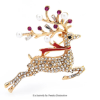 PENDRA Running Deer Simulated Pearl Brooch