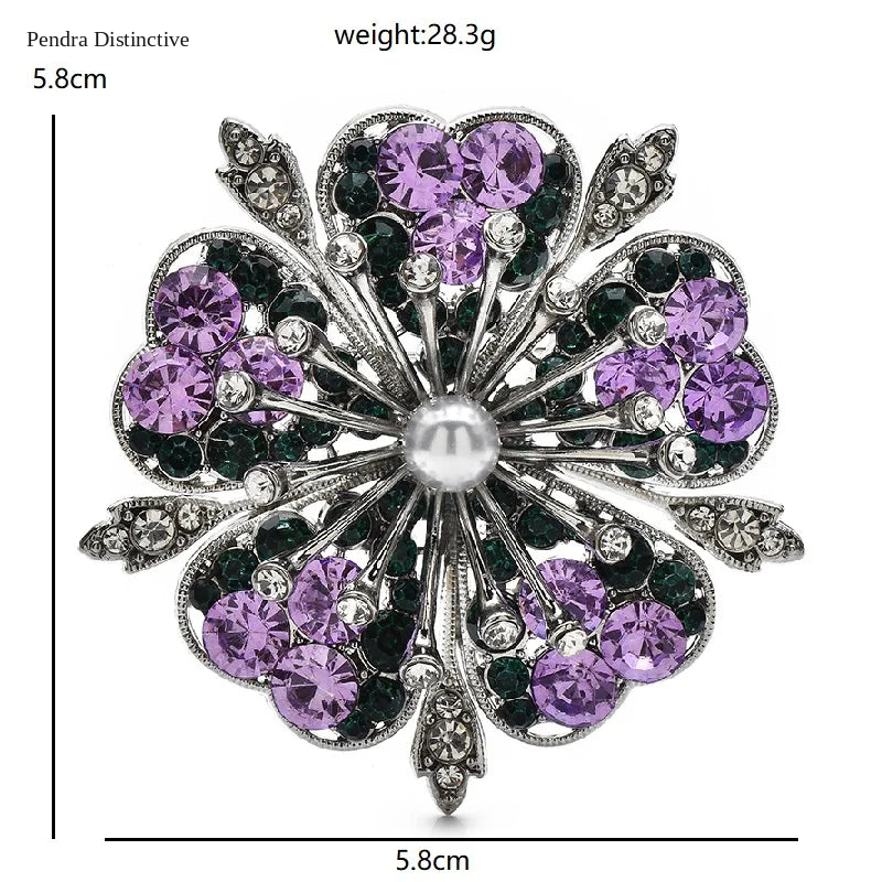 PENDRA Sakuraia Rhinestone Cherry Blossom Brooch