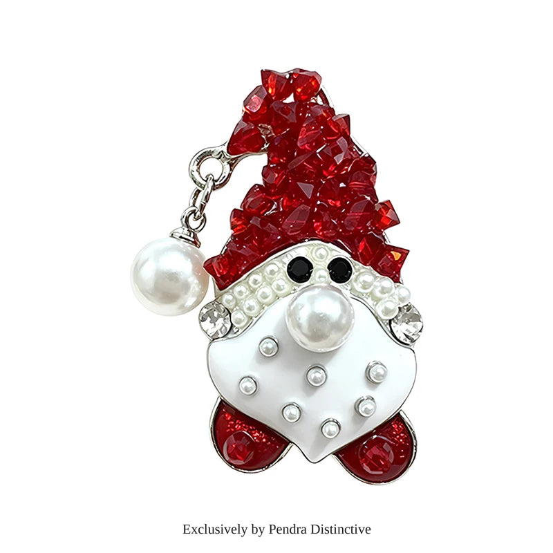 PENDRA Cute Crystal Santa Claus Brooch