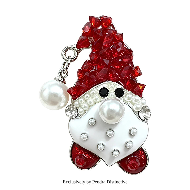 PENDRA Cute Crystal Santa Claus Brooch