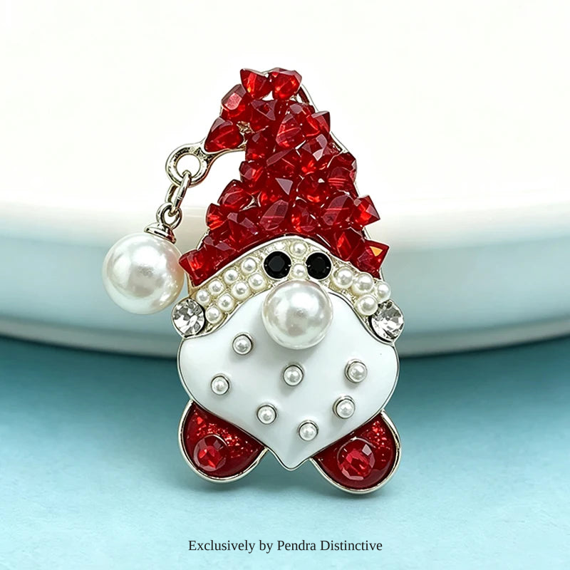 PENDRA Cute Crystal Santa Claus Brooch