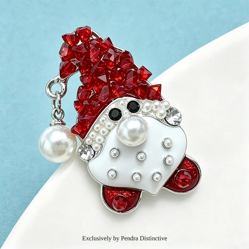 PENDRA Cute Crystal Santa Claus Brooch