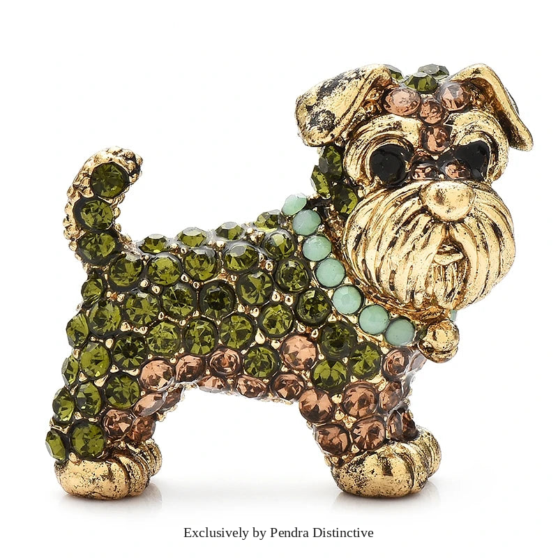 PENDRA Schnauzer Rhinestone Dog Brooch