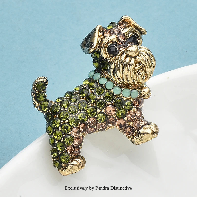 PENDRA Schnauzer Rhinestone Dog Brooch