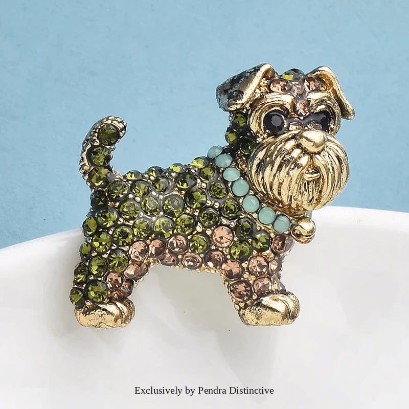 PENDRA Schnauzer Rhinestone Dog Brooch