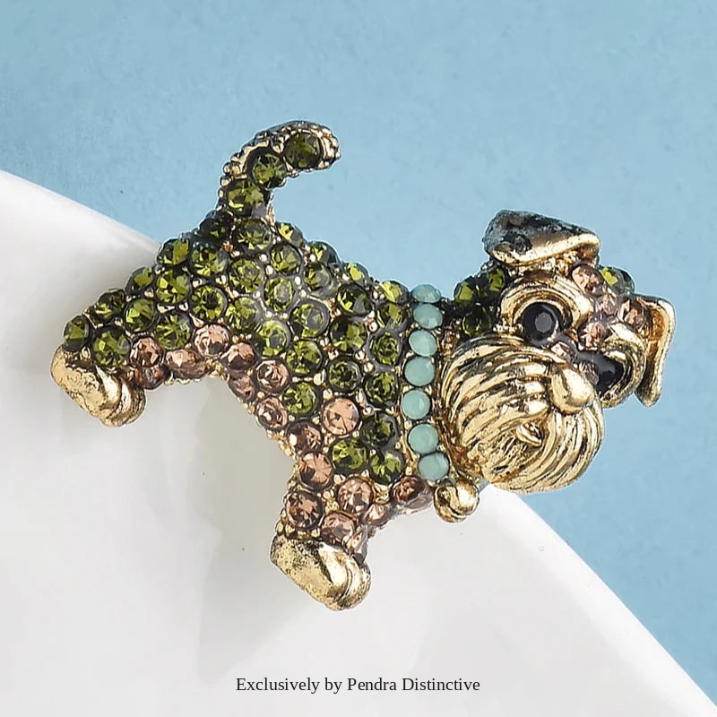 PENDRA Schnauzer Rhinestone Dog Brooch