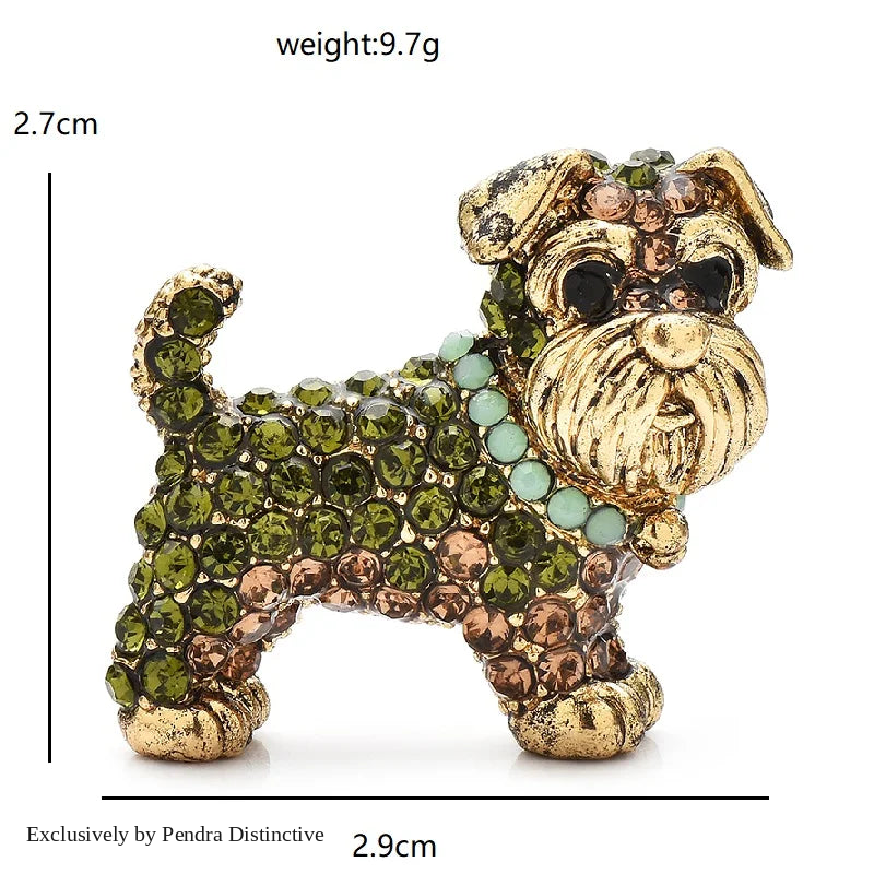 PENDRA Schnauzer Rhinestone Dog Brooch